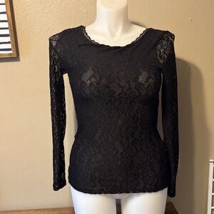 White House Black Market Black Lace Blouse